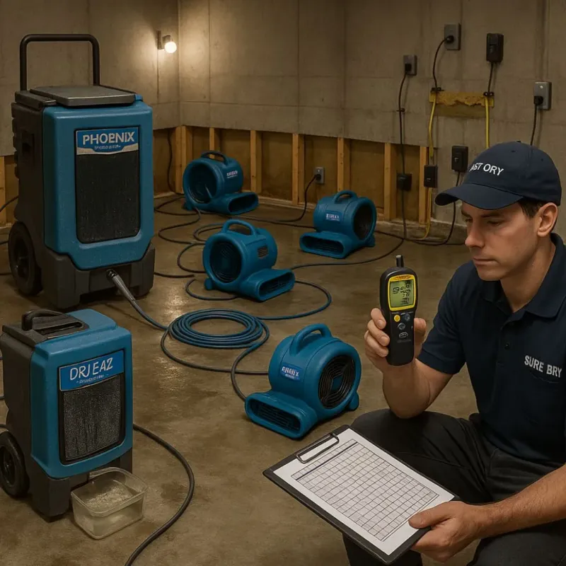 Structural Drying and Dehumidification process in Annandale, MN